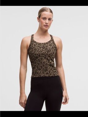 Lululemon Swiftly Cami Tank Top Mesh True Leopard Chino/ Night Brown NWT Size 12